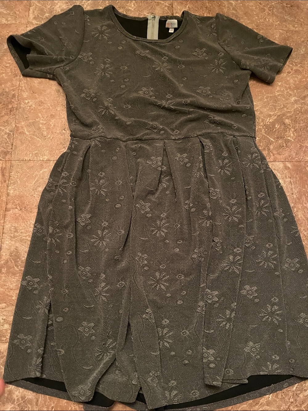 LuLaRoe Olive Green Textured Floral Mini Dress